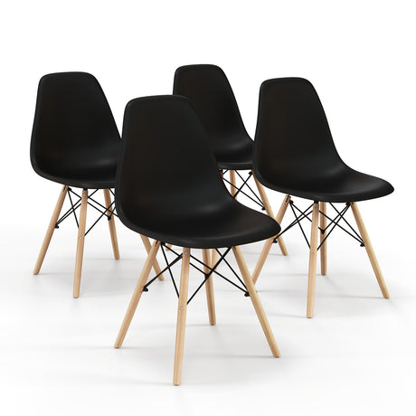 4 Pieces Modern Armless Dining Chair Set with Wood Legs