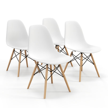 4 Pieces Modern Armless Dining Chair Set with Wood Legs