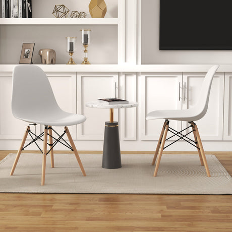 4 Pieces Modern Armless Dining Chair Set with Wood Legs