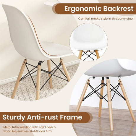 4 Pieces Modern Armless Dining Chair Set with Wood Legs