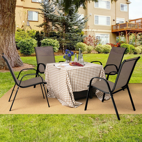 Juego de 4 sillas apilables de patio con reposabrazos para comedor