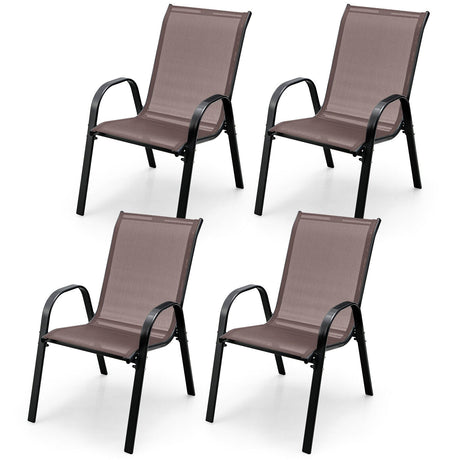 Juego de 4 sillas apilables de patio con reposabrazos para comedor