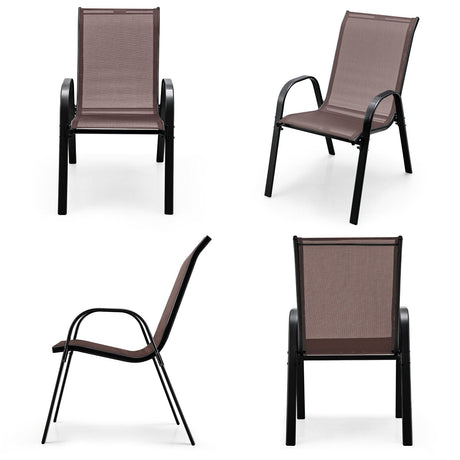 Juego de 4 sillas apilables de patio con reposabrazos para comedor