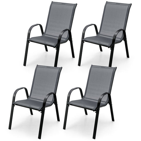 Juego de 4 sillas apilables de patio con reposabrazos para comedor