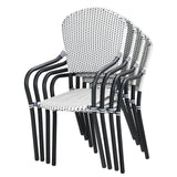 Set of 4 Patio Rattan Stackable Dining Chair with  Armrest for Garden-White