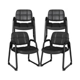 Set of 4 Upholstered Waiting Room Chair with Armrest and Ergonomic Backrest-Black