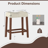 Juego de 4 taburetes tapizados de altura de encimera con asiento de silla de montar curvo