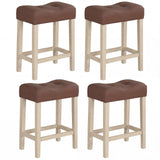 Juego de 4 taburetes tapizados de altura de encimera con asiento de silla de montar curvo