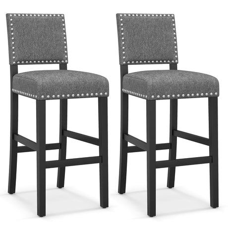 Juego de 2 sillas de altura de mostrador de 38.5/43.5 pulgadas con estructura de madera maciza de caucho