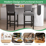 38.5/43.5 Inch Set of 2 Counter Height Chairs with Solid Rubber Wood Frame