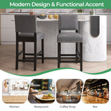 38.5/43.5 Inch Set of 2 Counter Height Chairs with Solid Rubber Wood Frame