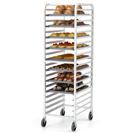 Estantería para panadería de 20 bandejas de aluminio de 26 x 20 x 70 pulgadas