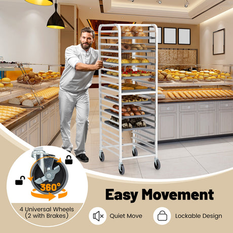 Estantería para panadería de 20 bandejas de aluminio de 26 x 20 x 70 pulgadas