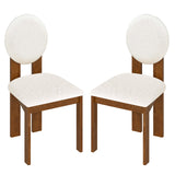 Sherpa Dining Chairs Set of 2 with Rubber Wood Legs for Living Room Restaurant-White