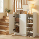 Zapatero con 2 puertas, organizador de almacenamiento de zapatos con 2 estantes interiores ajustables - Blanco