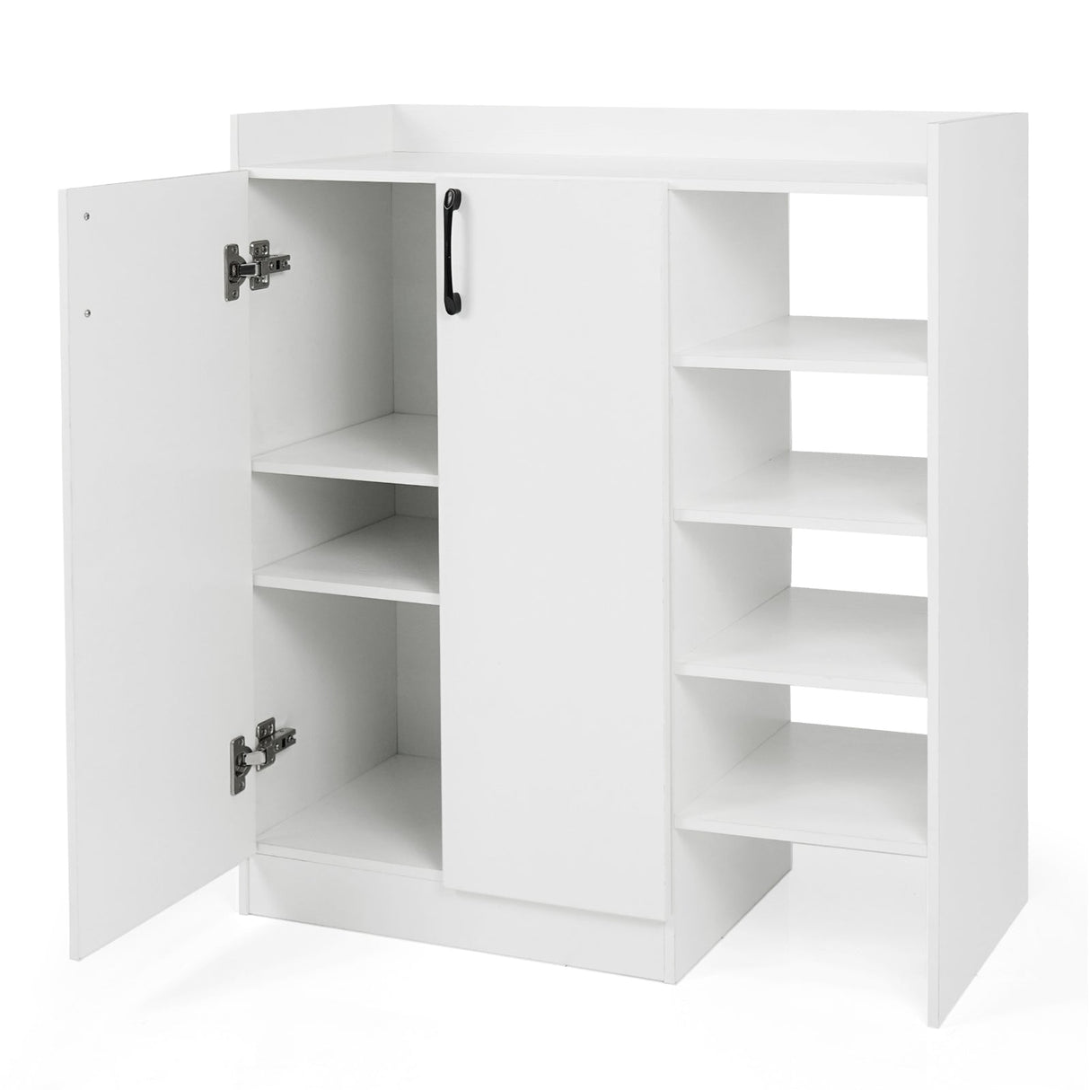 Zapatero con 2 puertas, organizador de almacenamiento de zapatos con 2 estantes interiores ajustables - Blanco