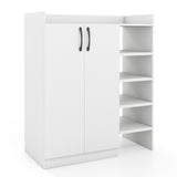 Zapatero con 2 puertas, organizador de almacenamiento de zapatos con 2 estantes interiores ajustables - Blanco