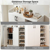 Zapatero con 2 puertas, organizador de almacenamiento de zapatos con 2 estantes interiores ajustables - Blanco