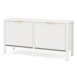 Shoe Storage Bench Narrow Wooden Entryway Bench with 2 Flip Drawers