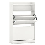 Shoe Storage Cabinet Hidden Shoe Rack with 2 Flip Drawers Adjustable and Removable Shelves-White