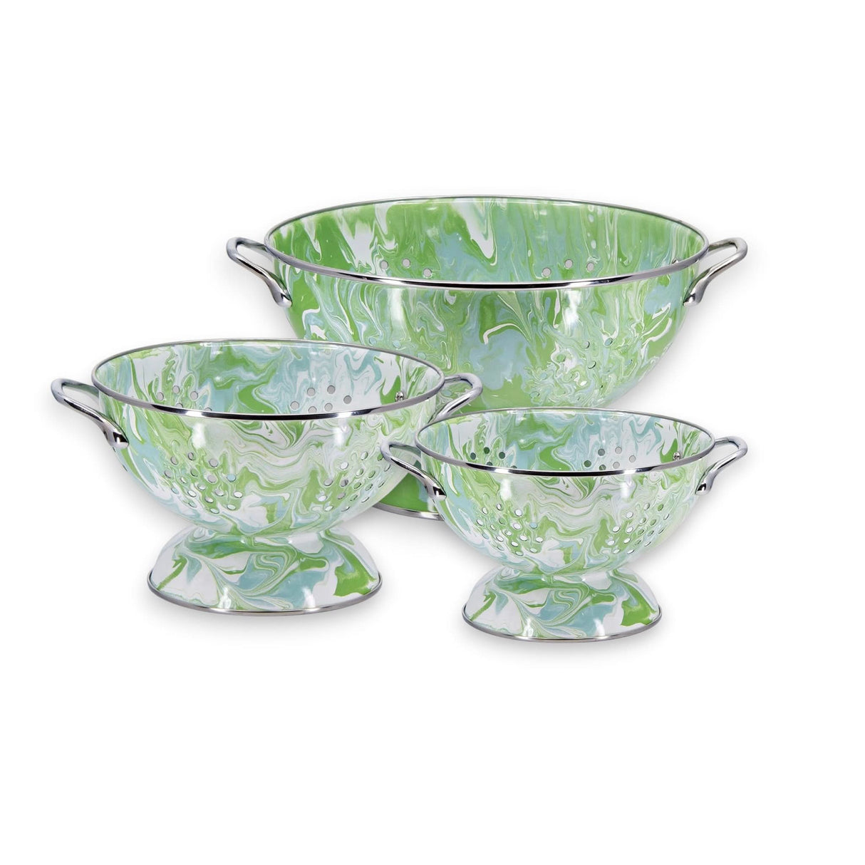 Golden Rabbit Enamelware Modern Monet Set of 3 Colanders