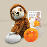 Máquina de sonido de peluche de perezoso Baby Shusher + paquete de 2 chupetes Shushie
