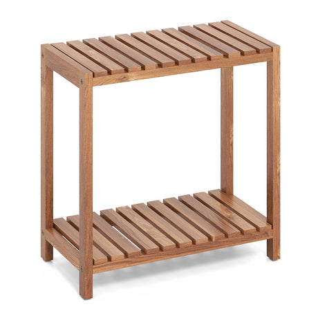 Mesa Auxiliar de 2/3 Niveles, Estante de Almacenamiento Utilitario de Madera de Teca - 3
