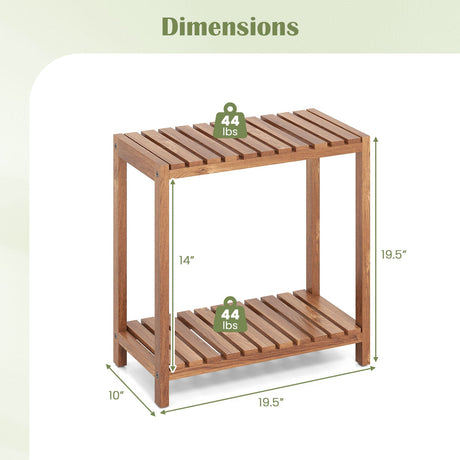 Mesa Auxiliar de 2/3 Niveles, Estante de Almacenamiento Utilitario de Madera de Teca - 3