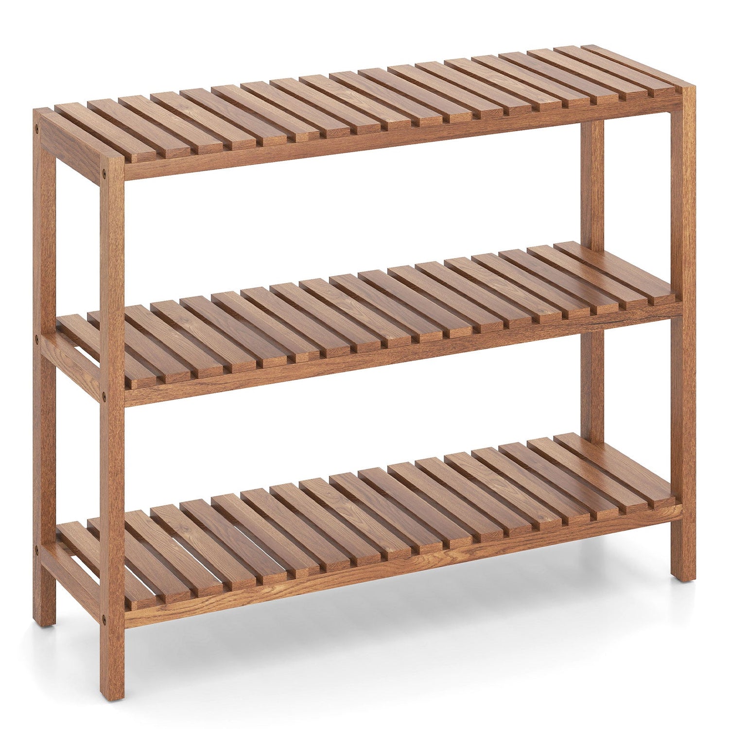 Mesa Auxiliar de 2/3 Niveles, Estante de Almacenamiento Utilitario de Madera de Teca - 3