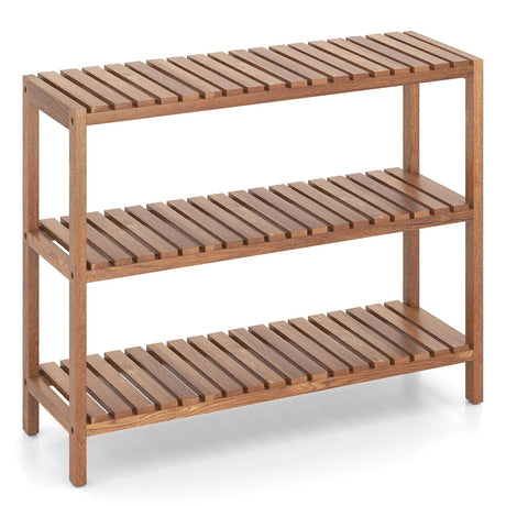 Mesa Auxiliar de 2/3 Niveles, Estante de Almacenamiento Utilitario de Madera de Teca - 3