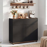 Aparador Auxiliar de Buffet con Almacenamiento, Mueble de Cocina de Madera - Negro