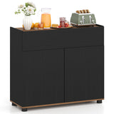 Aparador Auxiliar de Buffet con Almacenamiento, Mueble de Cocina de Madera - Negro