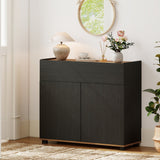 Aparador Auxiliar de Buffet con Almacenamiento, Mueble de Cocina de Madera - Negro