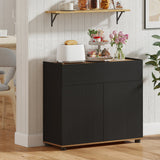 Aparador Auxiliar de Buffet con Almacenamiento, Mueble de Cocina de Madera - Negro