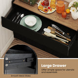 Aparador Auxiliar de Buffet con Almacenamiento, Mueble de Cocina de Madera - Negro