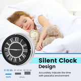 Reloj de pared silencioso de 13,5/17,5 pulgadas con marco plateado