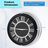 Reloj de pared silencioso de 13,5/17,5 pulgadas con marco plateado