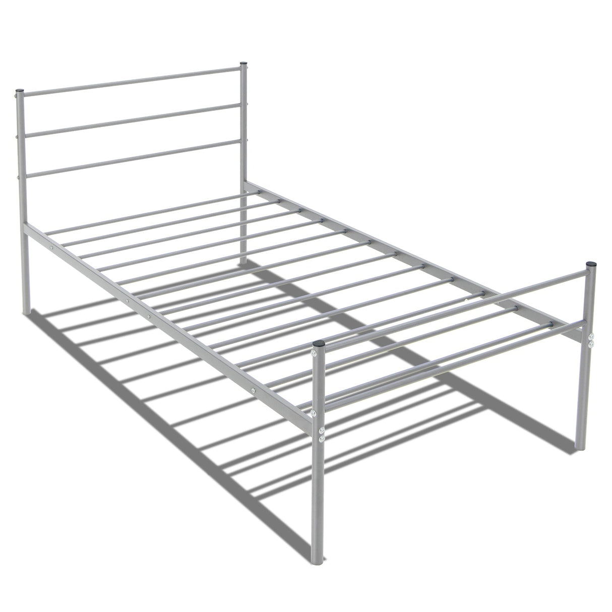 Base de cama de metal individual con plataforma y cabecera