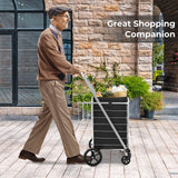 Carrito de compras plegable con ruedas, forro impermeable y cesta