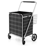 Carrito de compras plegable con ruedas, forro impermeable y cesta