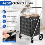 Carrito de compras plegable con ruedas, forro impermeable y cesta