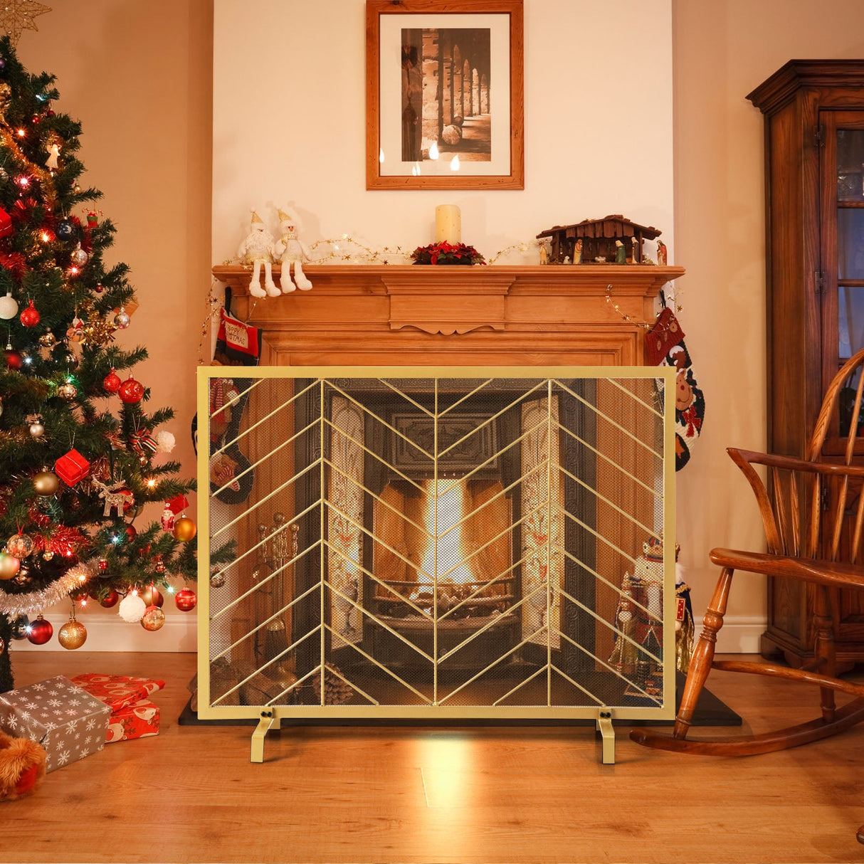 Pantalla para chimenea de un solo panel de 38 x 31 pulgadas