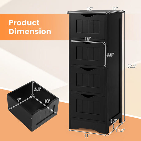 Mueble de suelo independiente de 4 cajones con dispositivo antivuelco