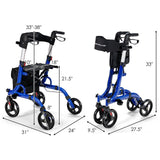 Andador Plegable de Aluminio con Ruedas de 8 Pulgadas y Asiento