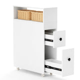 Mueble de baño estrecho de madera para inodoro con cajones extraíbles profundos