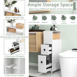 Mueble de baño estrecho de madera para inodoro con cajones extraíbles profundos