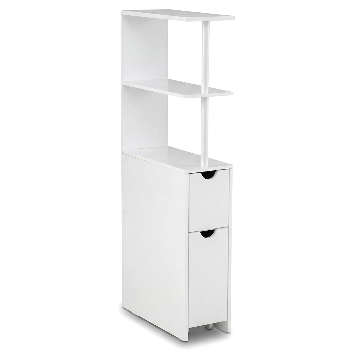 Slim Storage Freestanding Bathroom Cabinet with Open Shelves-White