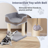Small Cat Tree for Indoor Cats Kitty Tower with Comfy Plush Perch Sisal Scratching Posts-Gray