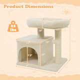 Árbol para Gatos Pequeño con Gran Poste Rascador Acolchado de Peluche para Gatos de Interior
