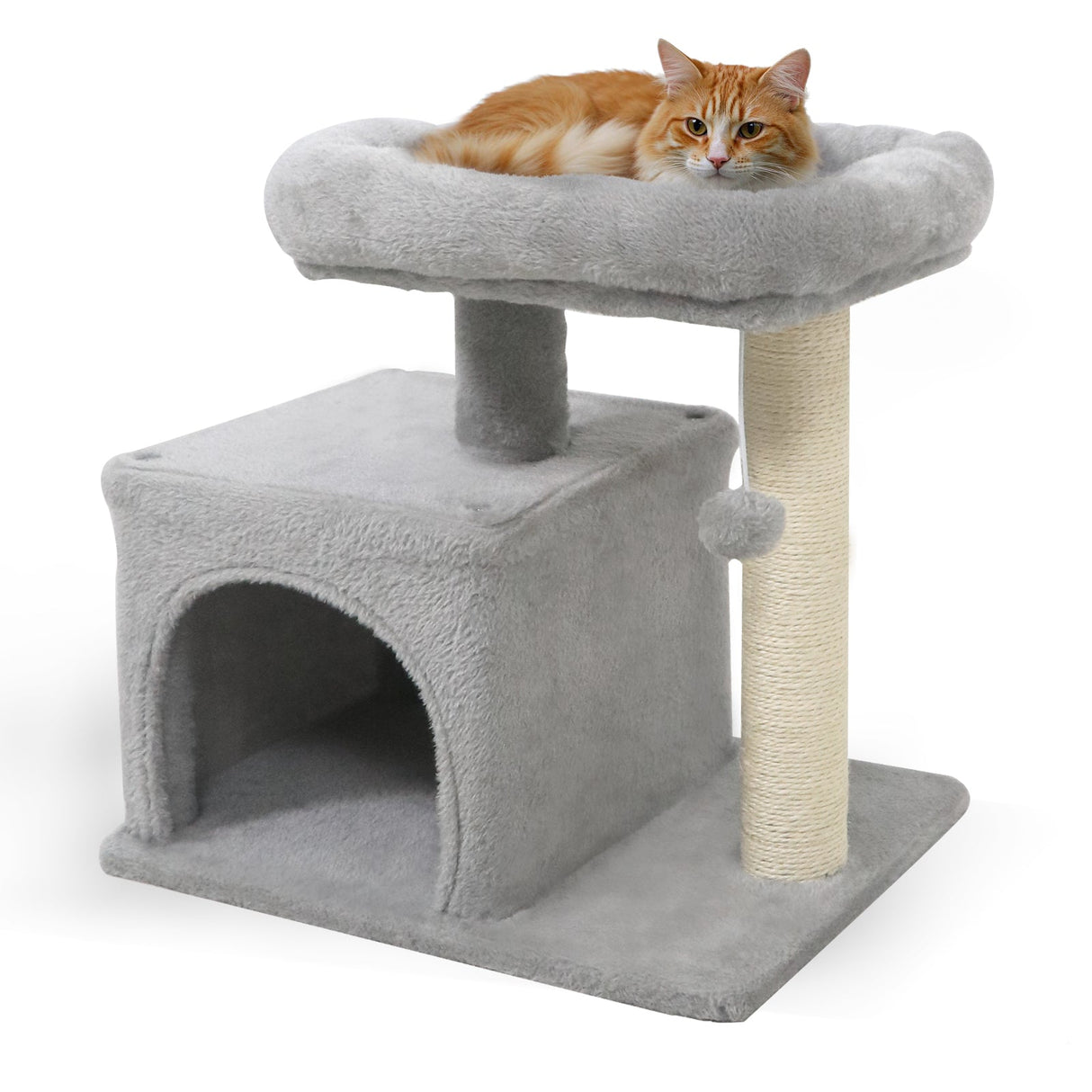 Árbol para Gatos Pequeño con Gran Poste Rascador Acolchado de Peluche para Gatos de Interior